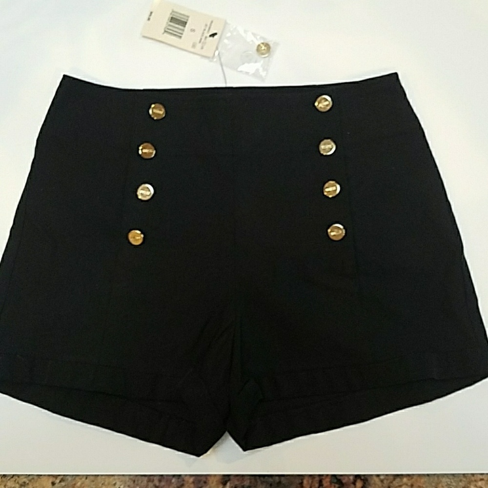 Jet Black Guess Shorts with Gold Buttons